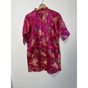 Pink Floral Tunic Vietnam 3/4 sleeve side slits size small
